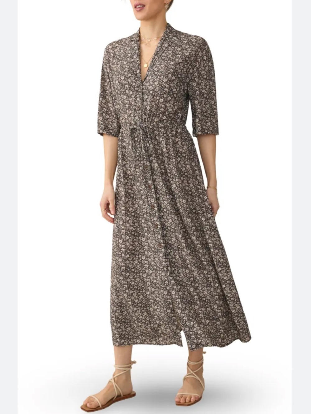 Faherty Island Dress in Charcoal Woodstock Floral